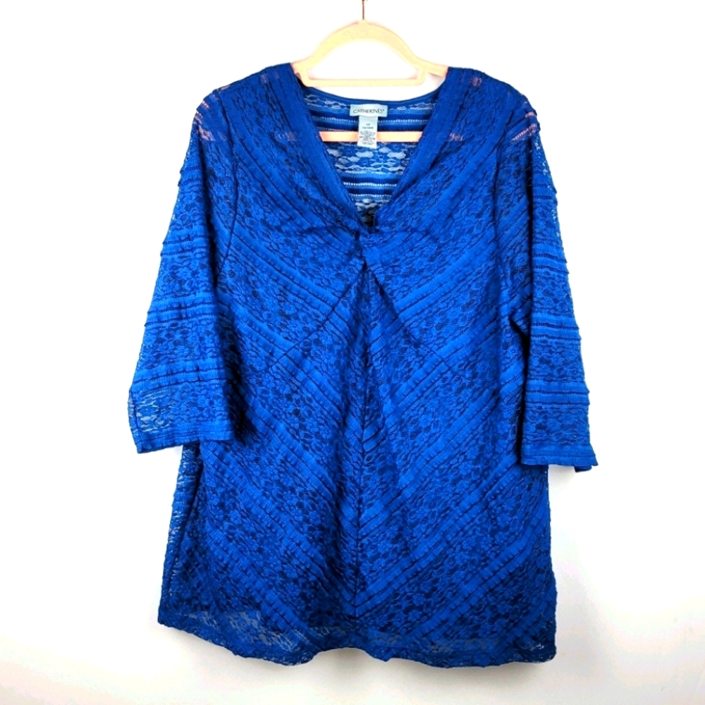 Catherines Blue/Teal Lace Top 3/4 Sleeves 14/16W